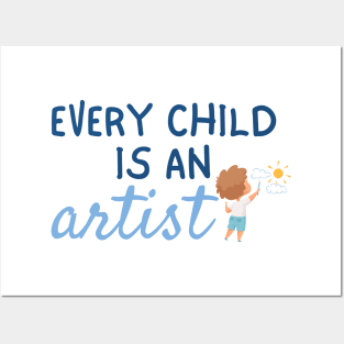 Every Child is an Artist - Kid Painting a Sky Posters and Art